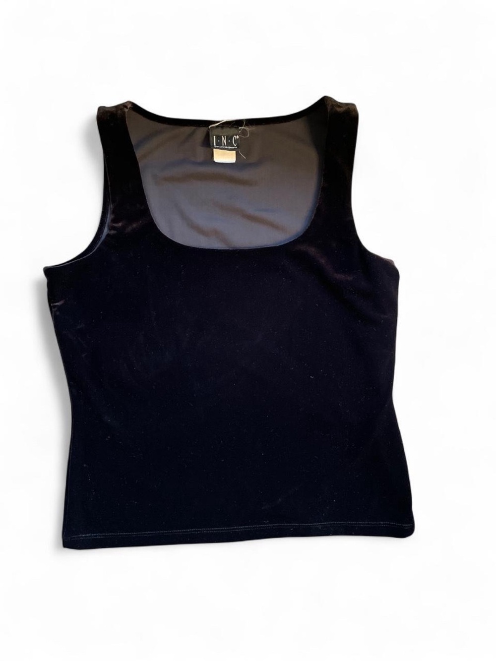 VTG Black Velvet Velour Tank Top Sz L Whimsygoth Witchy Fall Grunge Vampy